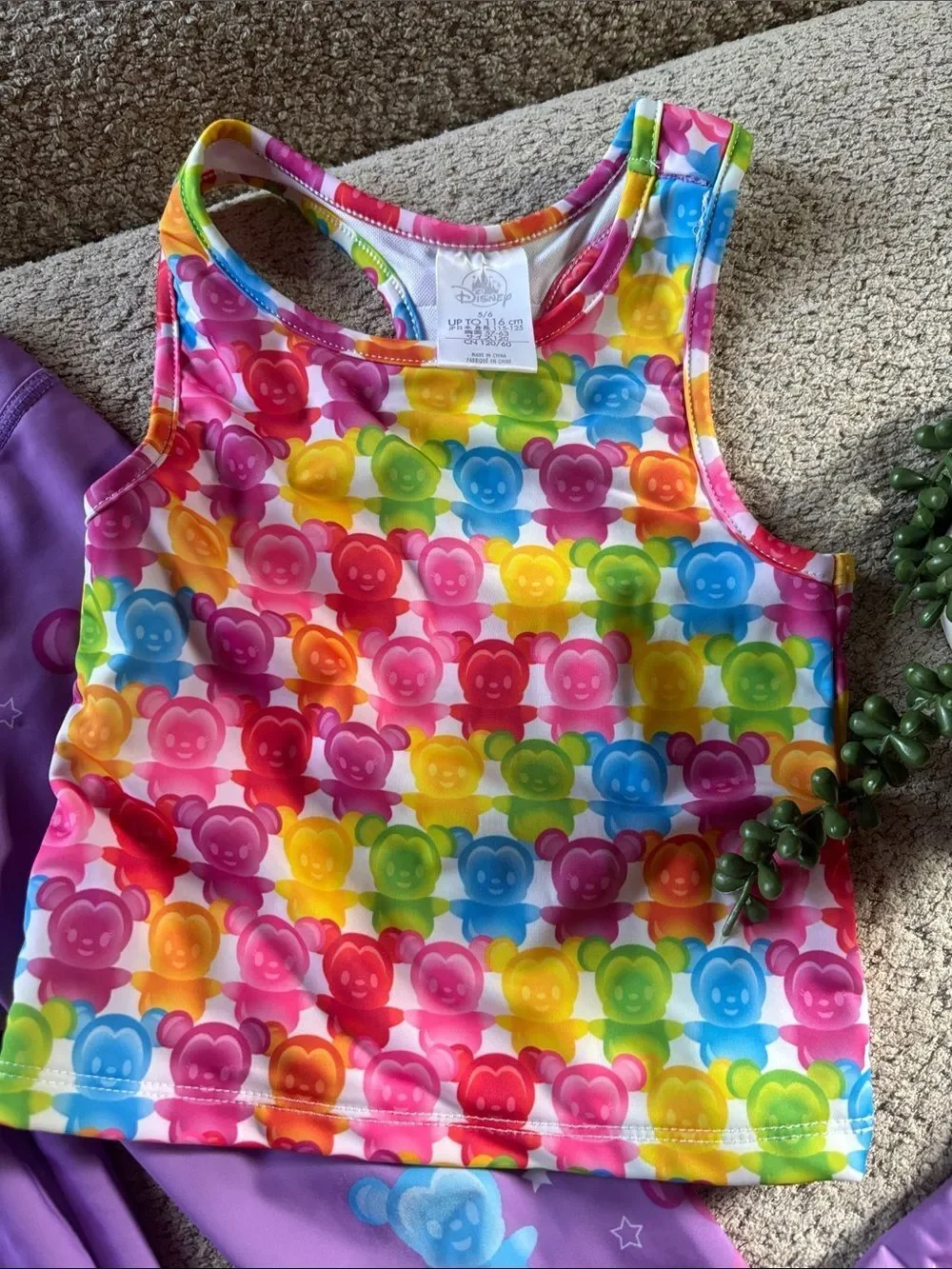 Disney Mickey Rainbow Gummy Bear Tank & Purple Leggings Set